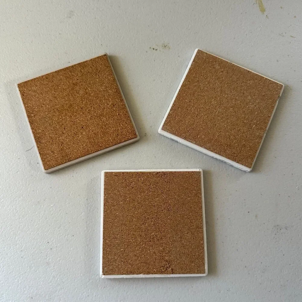 2019 Beach + House Set of 3 Tropical Palm Monstera Cork Bottom Square Coasters